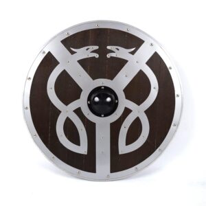 Trä Norse Viking Silver Snake Historical Shield SWE50