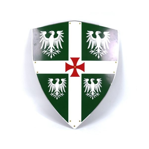 Trä medeltida Bezant Green Eagle Viking böjd sköld SWE87