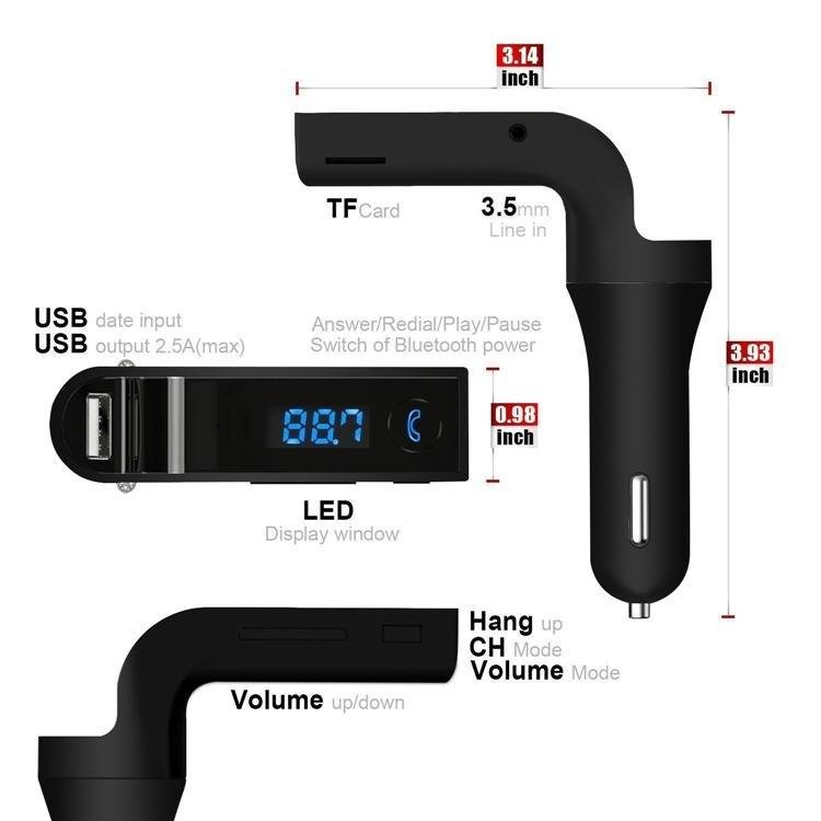 Bluetooth bil FM-sändarmodulator MP3 USB vit