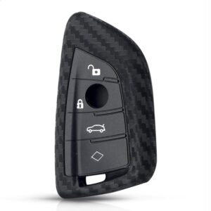 Carbon Fiber Silikon 4-knapps bilnyckelfodral för BMW