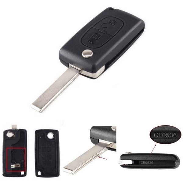 Key Case Shell 2 -knappar CE0536 HU83 blad för Citroen
