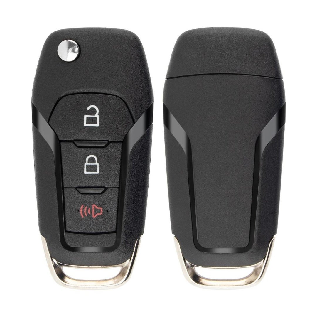3 knappar med horn Focus HU101 blad nyckelskal för Ford