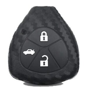 Kolfiber silikon 3-knapps bilnyckelfodral för Toyota