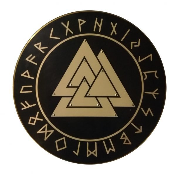 Trä Viking Valknut Knut of the Slain handgjorda sköld SWE21