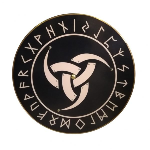 Trä Viking Odin Horn handgjord sköld SWE25