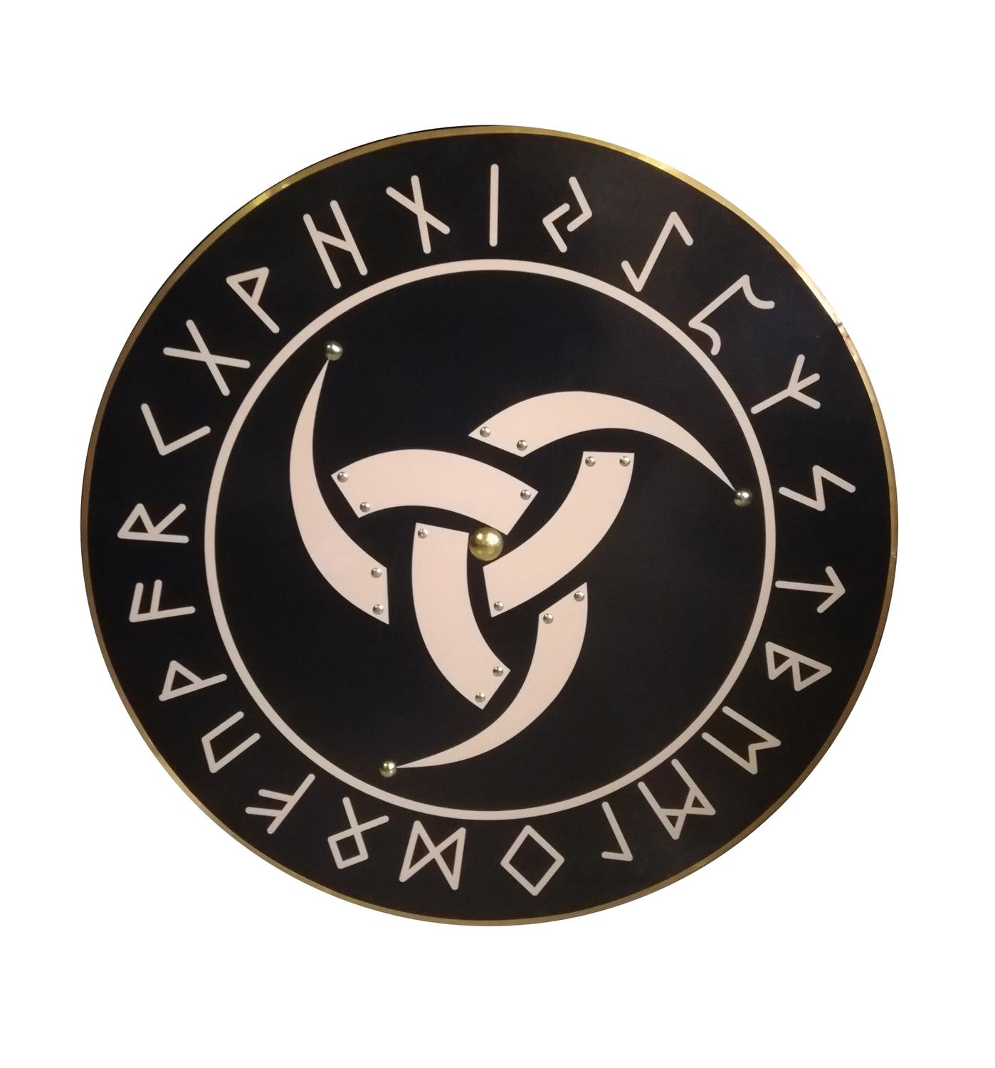 Trä Viking Odin Horn handgjord sköld SWE25