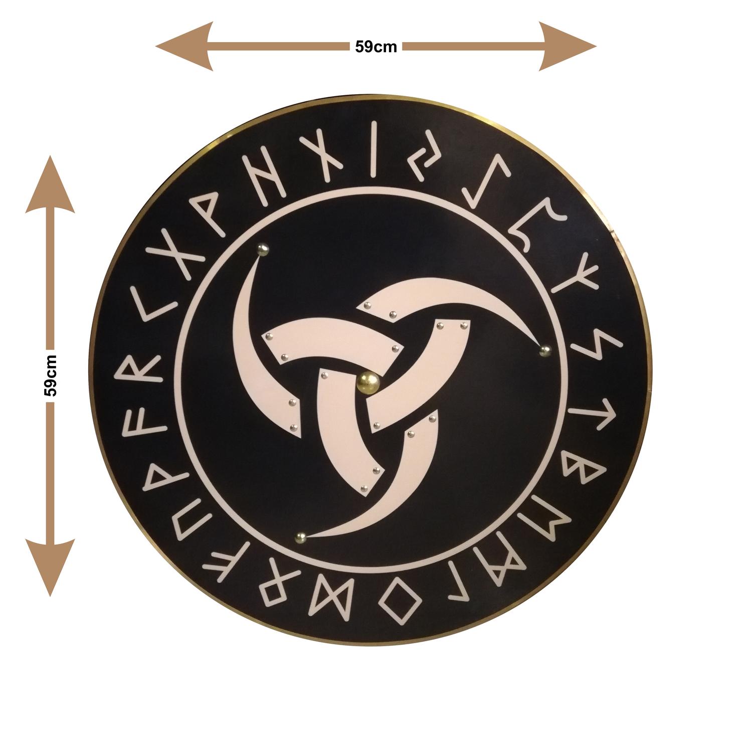 Trä Viking Odin Horn handgjord sköld SWE25