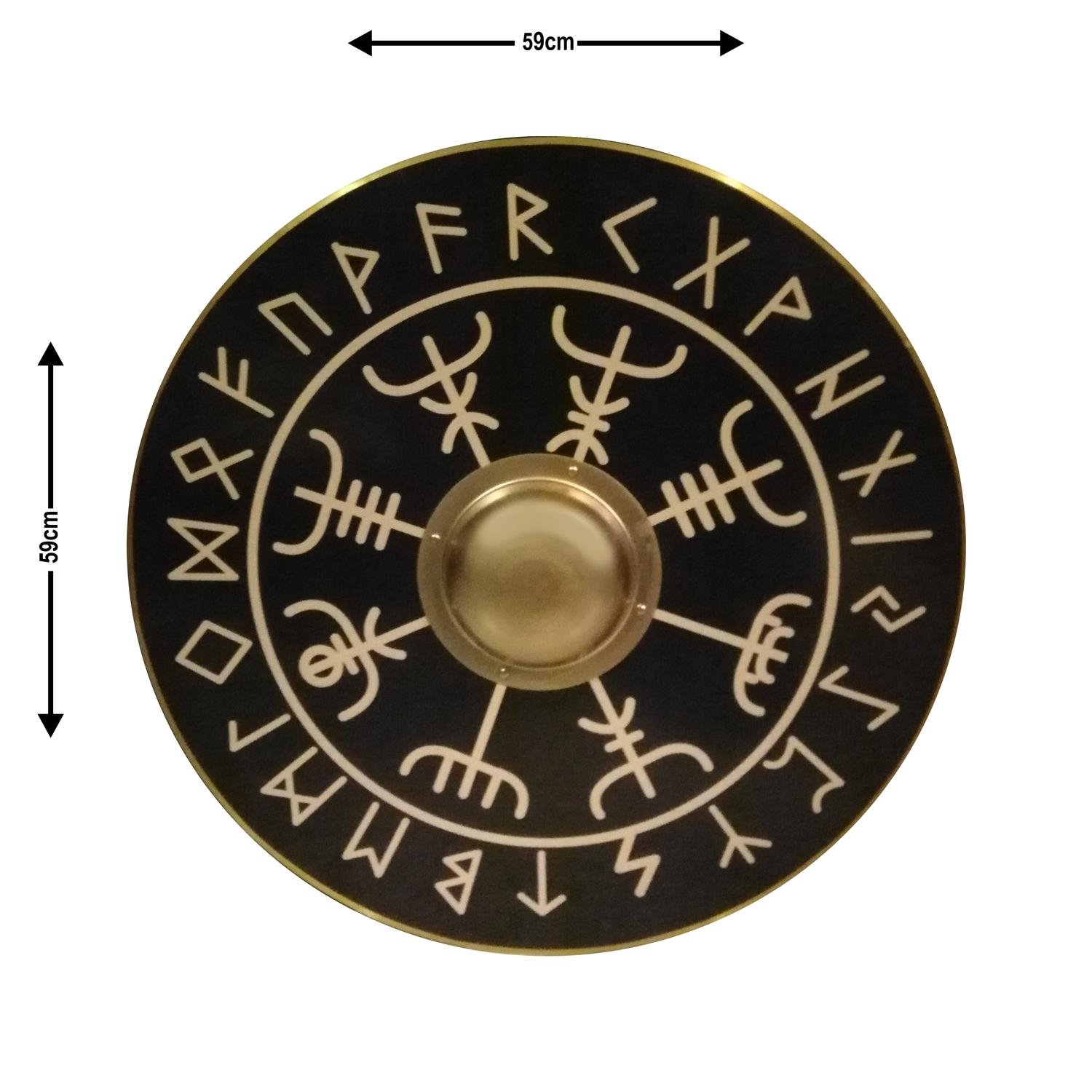 Trä Vegvisir Viking Compass handgjord sköld SWE33