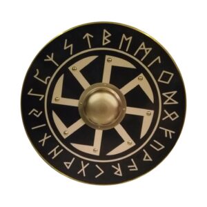 Träslavisk God Sun Wheel Viking handgjord sköld SWE35