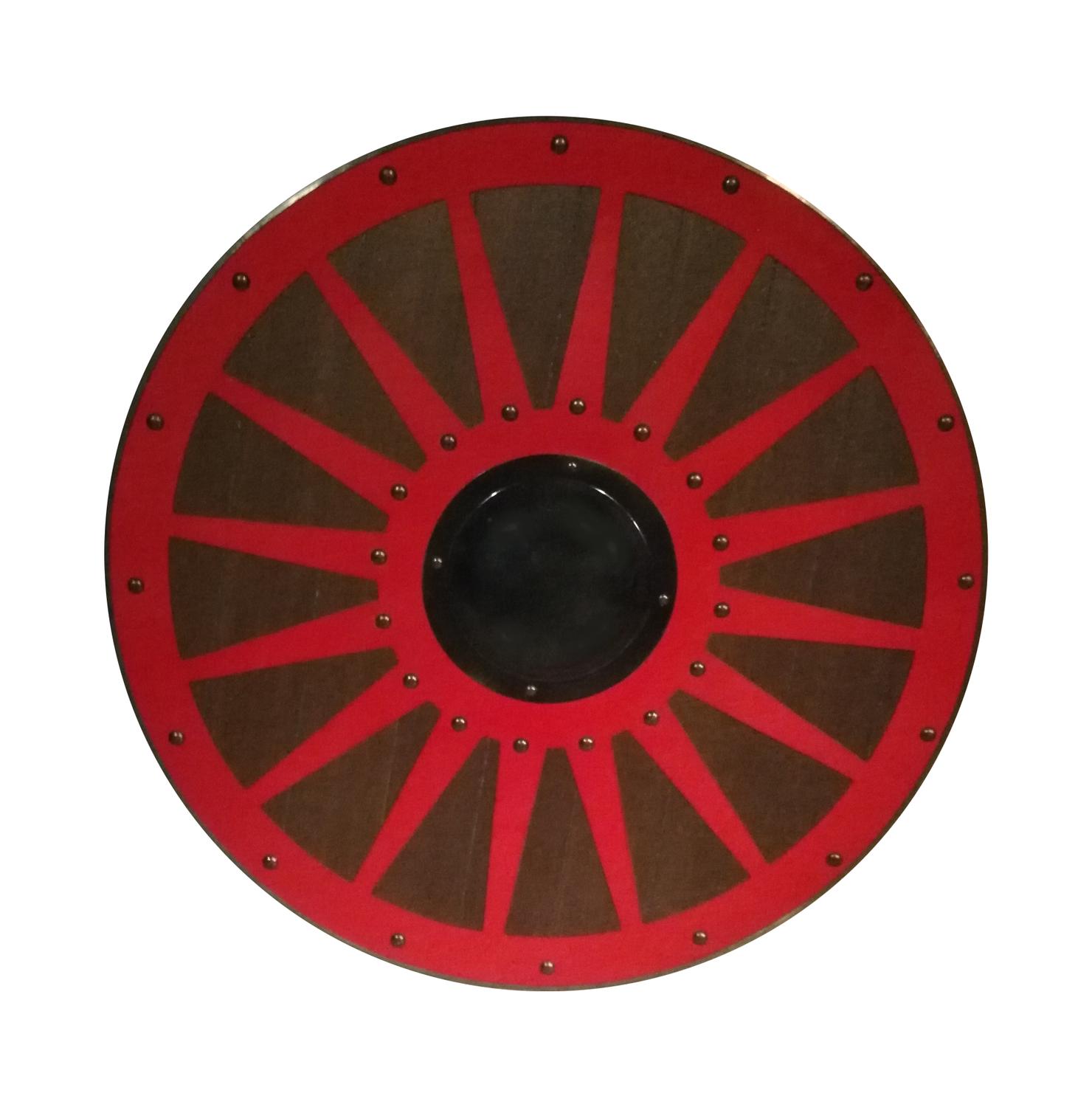 Trä Viking handgjord sköld metallhjul SWE42
