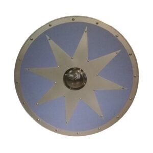 Trä / metall Medieval Star Leather Viking Shield SWE60
