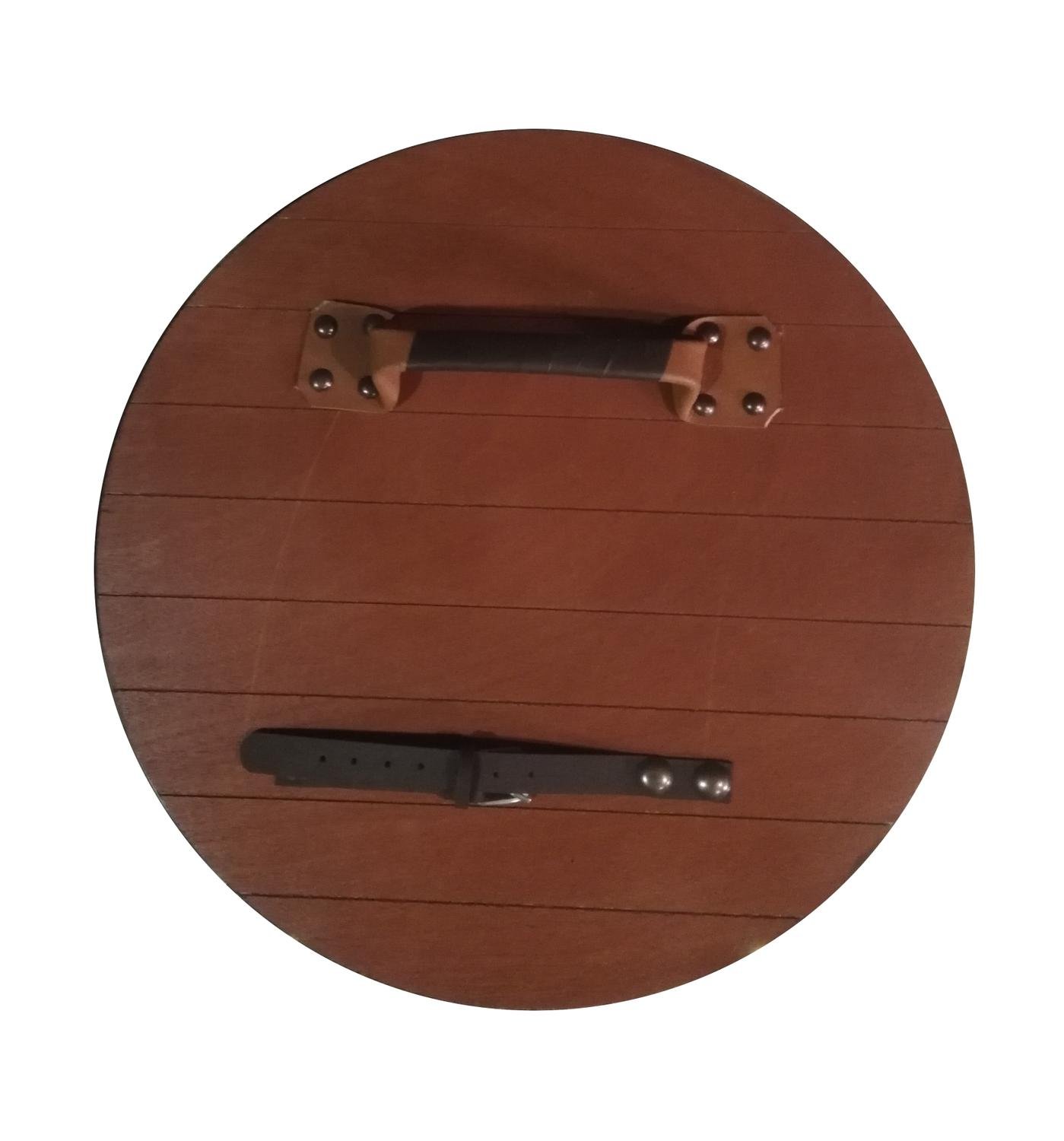 Trämedeltida lädergrepp Viking Shield SWE75