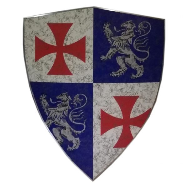 Trä Medeltida Rampant Lion Viking Curved Shield SWE83