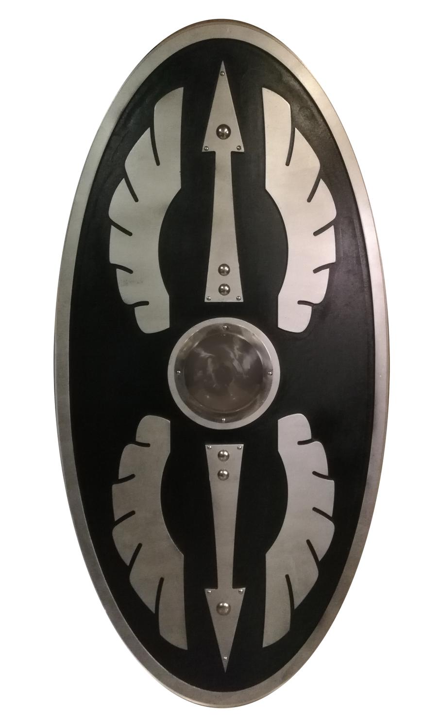 Trä Roman Scutum Black Curved Oval Shield SWE92