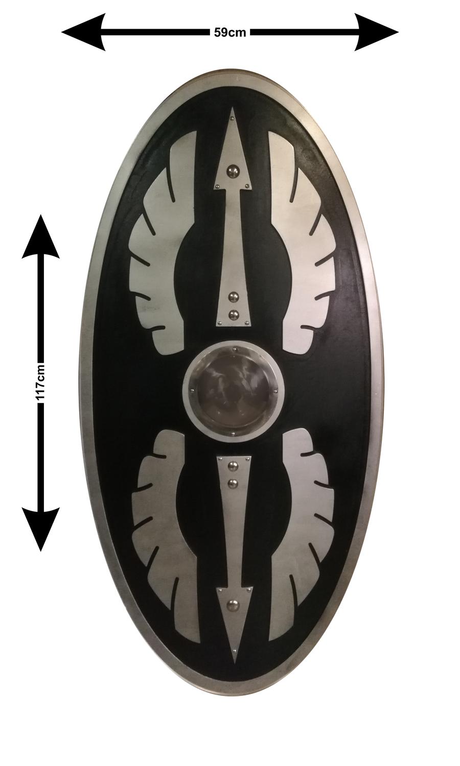 Trä Roman Scutum Black Curved Oval Shield SWE92