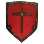 Trämedeltida Viking Cross Shield - Röd SWE103
