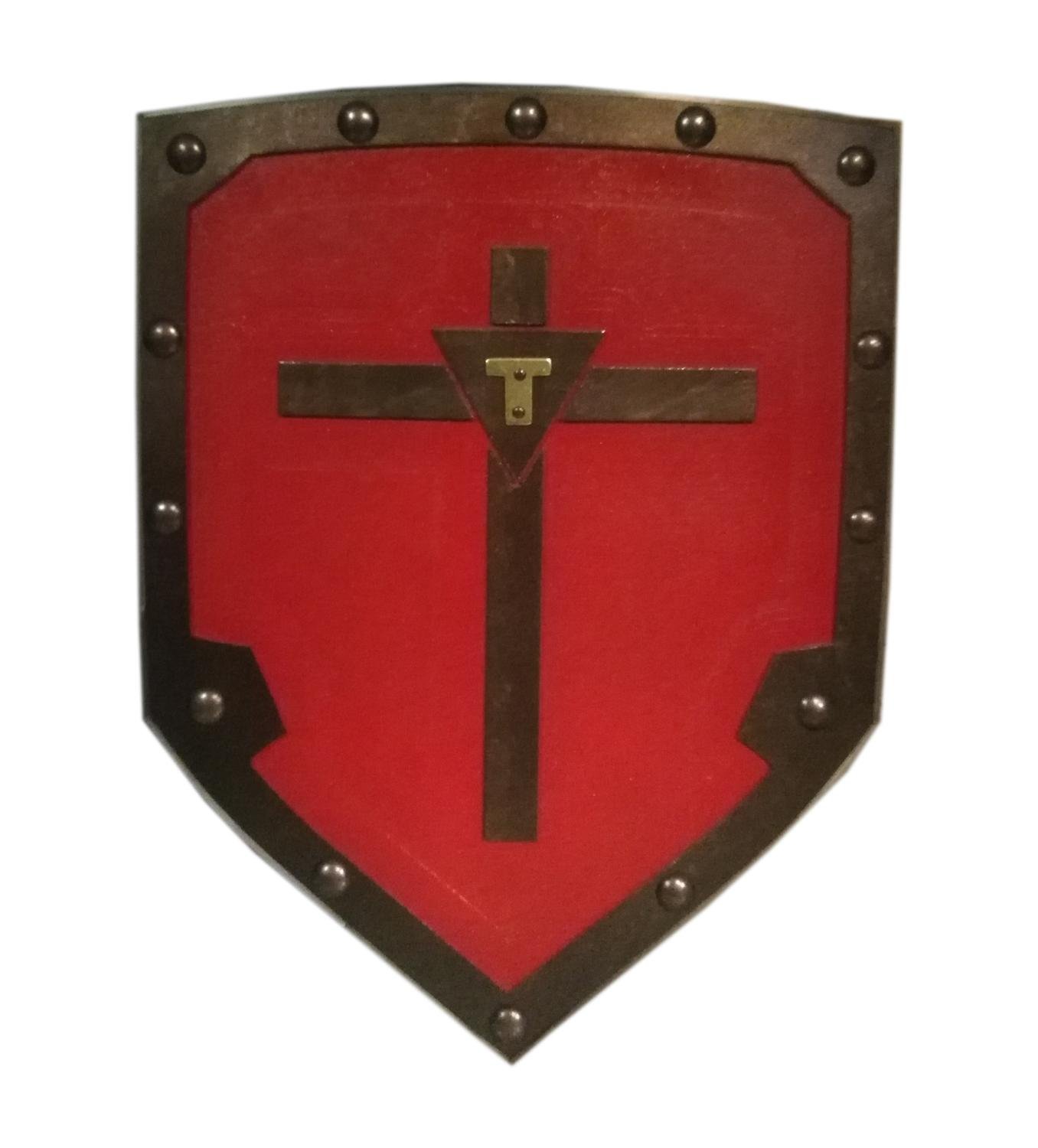 Trämedeltida Viking Cross Shield - Röd SWE103