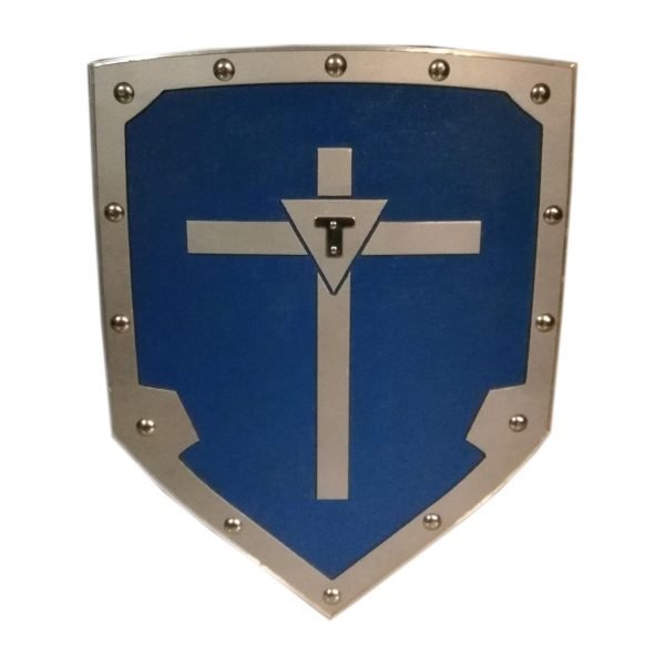 Trämedeltida Viking Cross Shield - Blå SWE104
