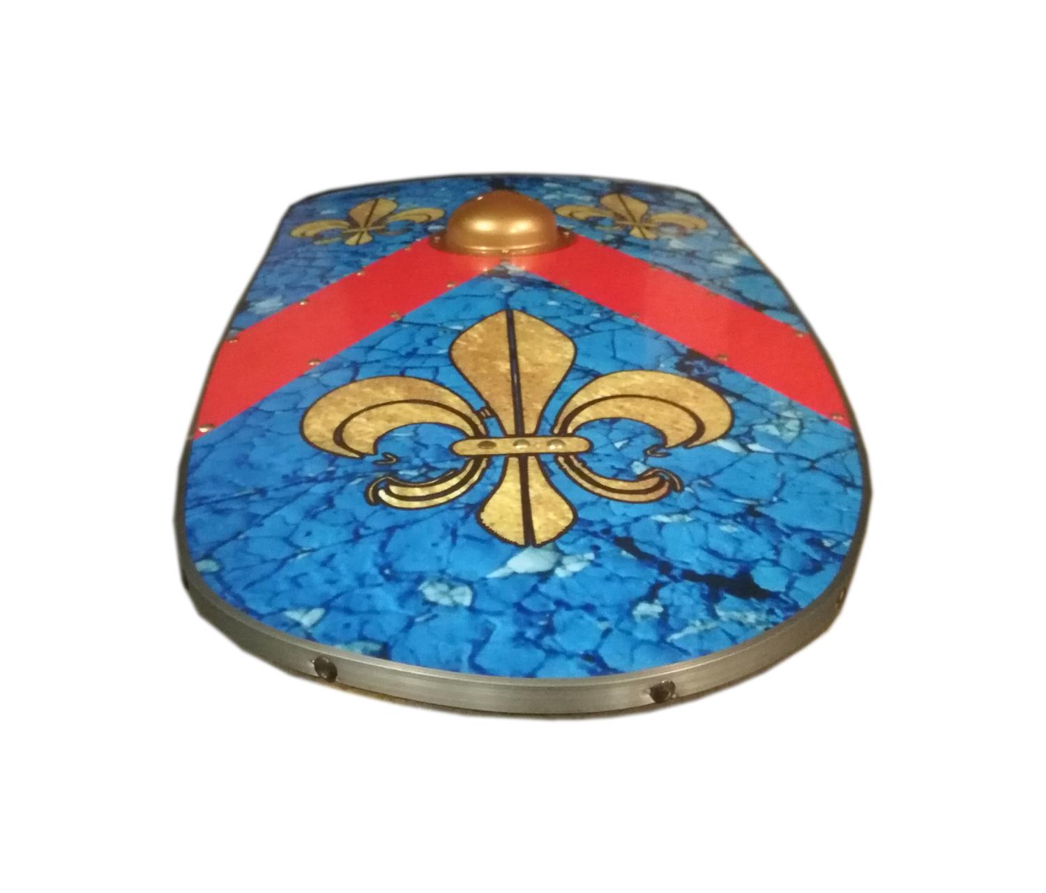 Trä Medeltida fleur de lis Viking Shield SWE136