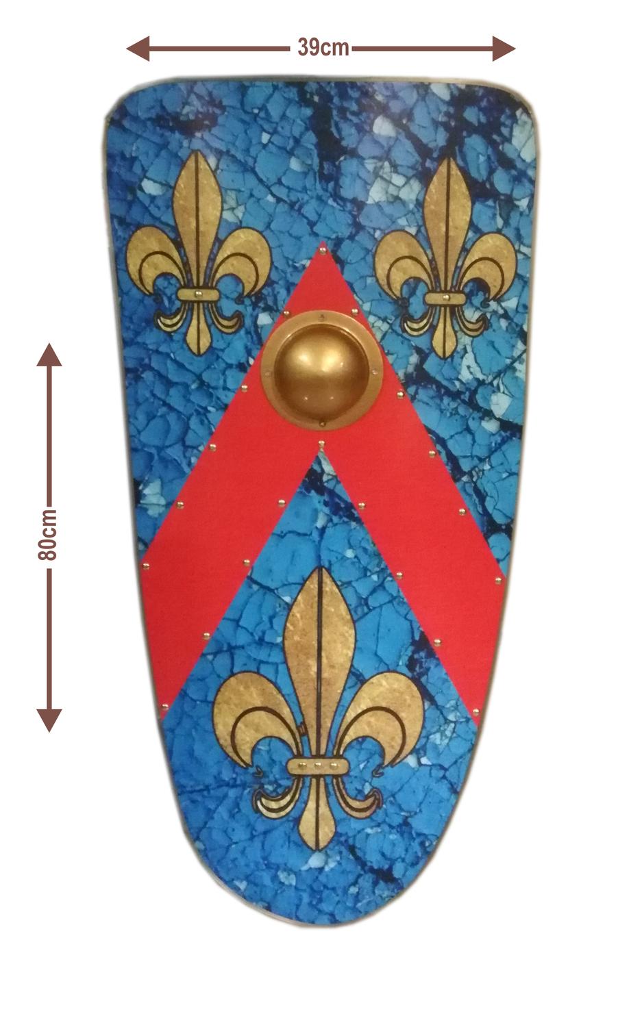 Trä Medeltida fleur de lis Viking Shield SWE136