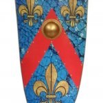 Trä Medeltida fleur de lis Viking Shield SWE136