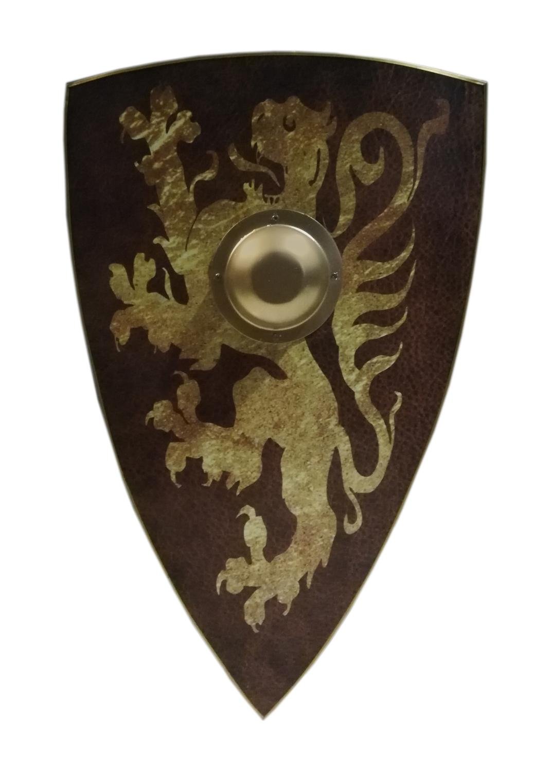 Trä Medeltida Bruce Rampant Lion Shield SWE145