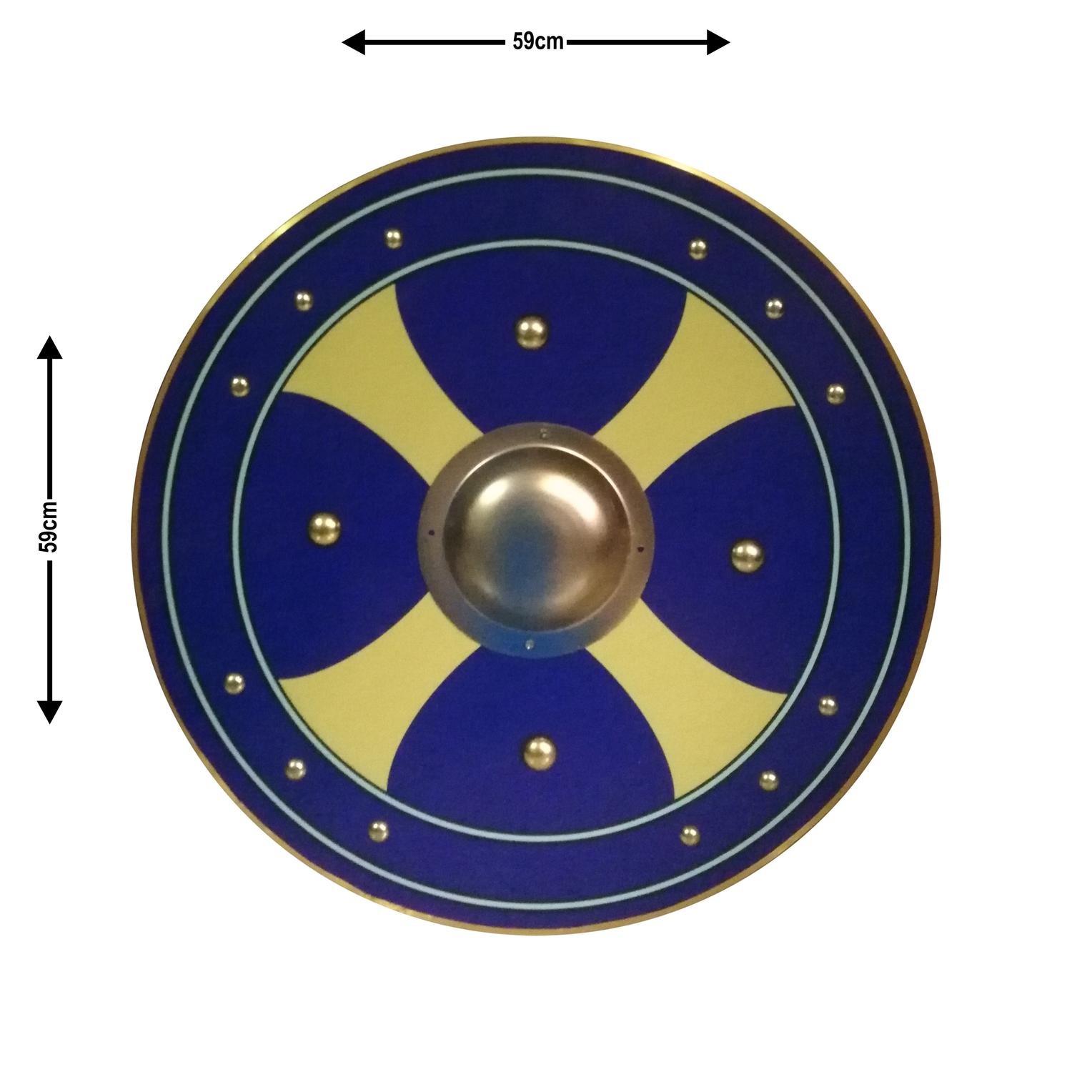 Trä/metall Medeltida bas Viking Shield SWE159