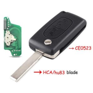 2 knappar nyckel CE0523 433MHz ID46 chip HU83 för Peugeot