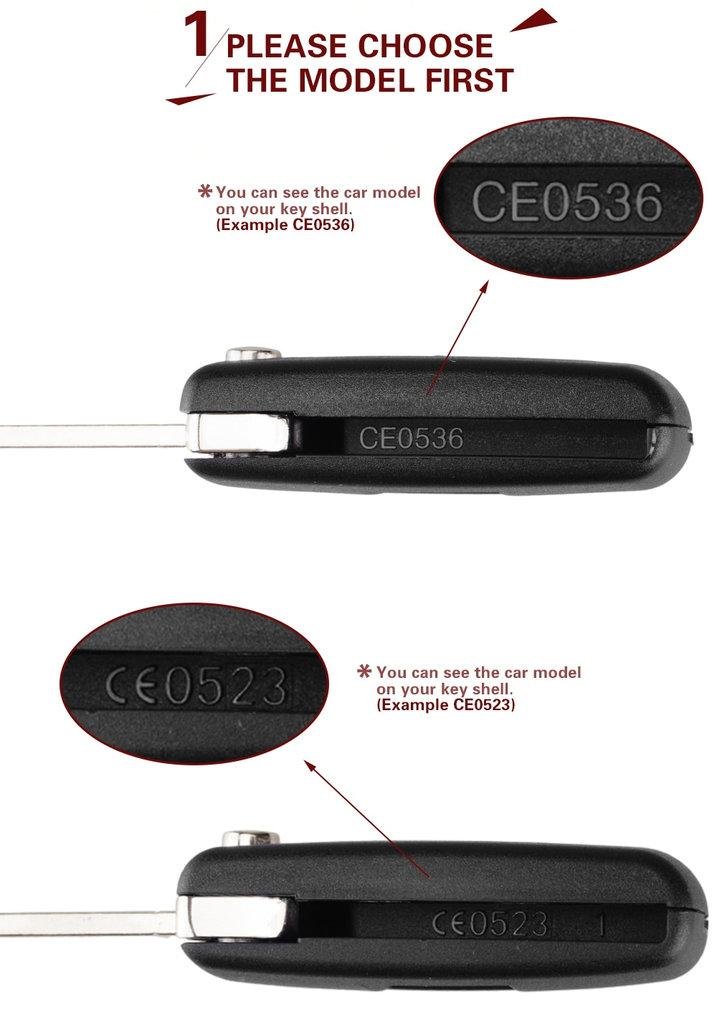 Key Case Shell 2 -knappar CE0536 HU83 blad för Citroen