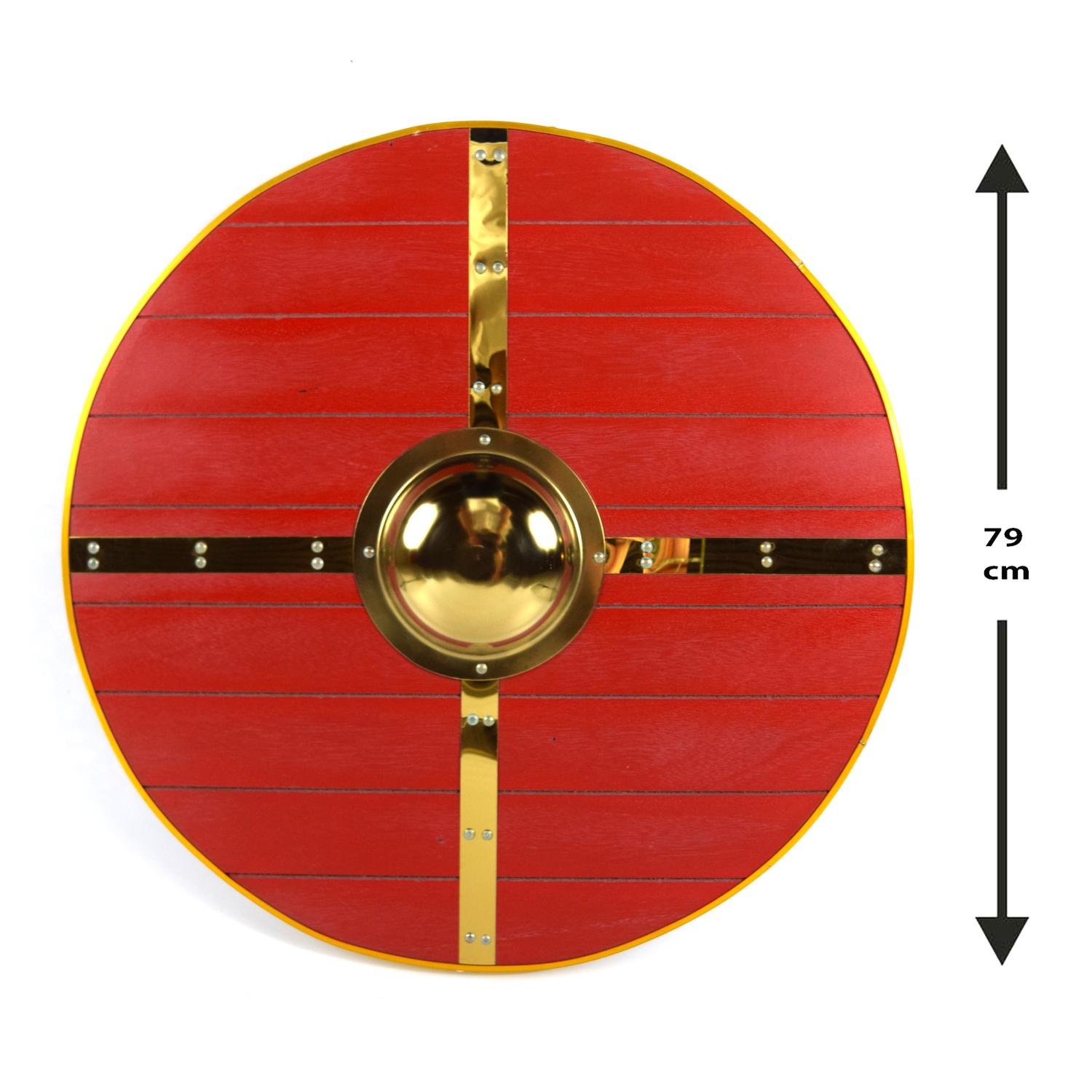 Trä Medeltida Metal Cross Viking Shield SWE171