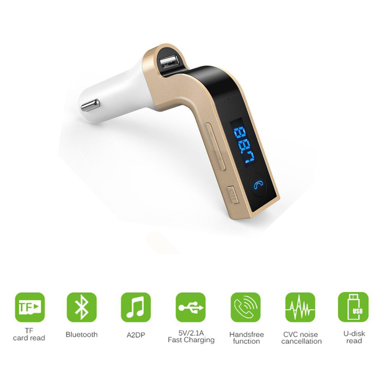 Bluetooth bil FM-sändarmodulator MP3 USB-guld
