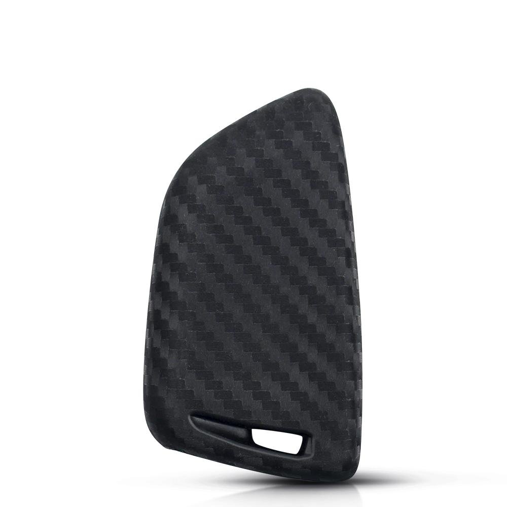 Carbon Fiber Silikon 4-knapps bilnyckelfodral för BMW