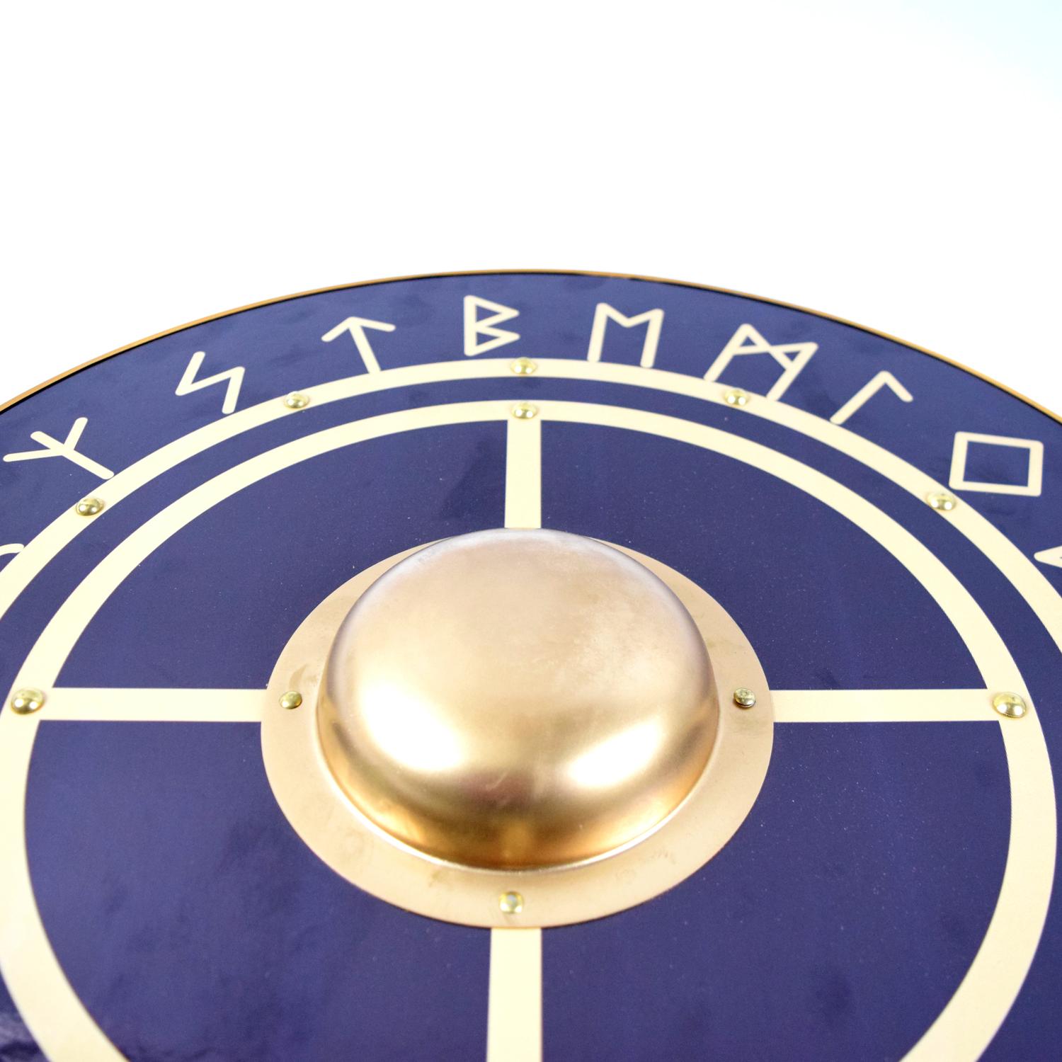 Trä medeltida Viking Symbols sköld handgjord SWE34