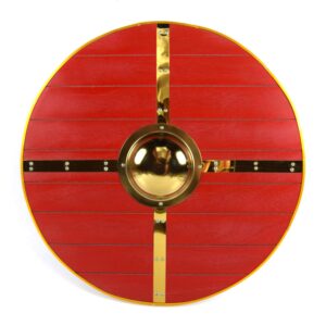 Trä Medeltida Metal Cross Viking Shield SWE171