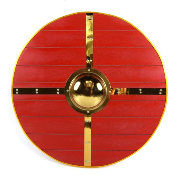Trä Medeltida Metal Cross Viking Shield SWE171