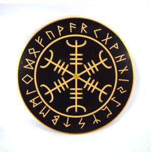 Runes Helm Awe Viking Medeltida handgjord träsköld SWE28