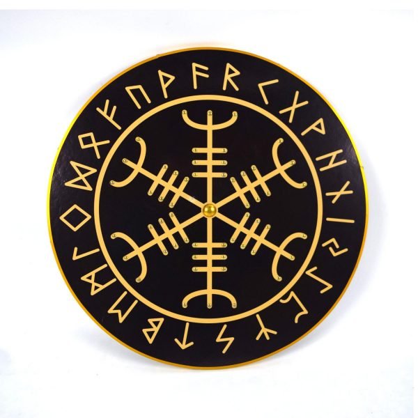 Runes Helm Awe Viking Medeltida handgjord träsköld SWE28