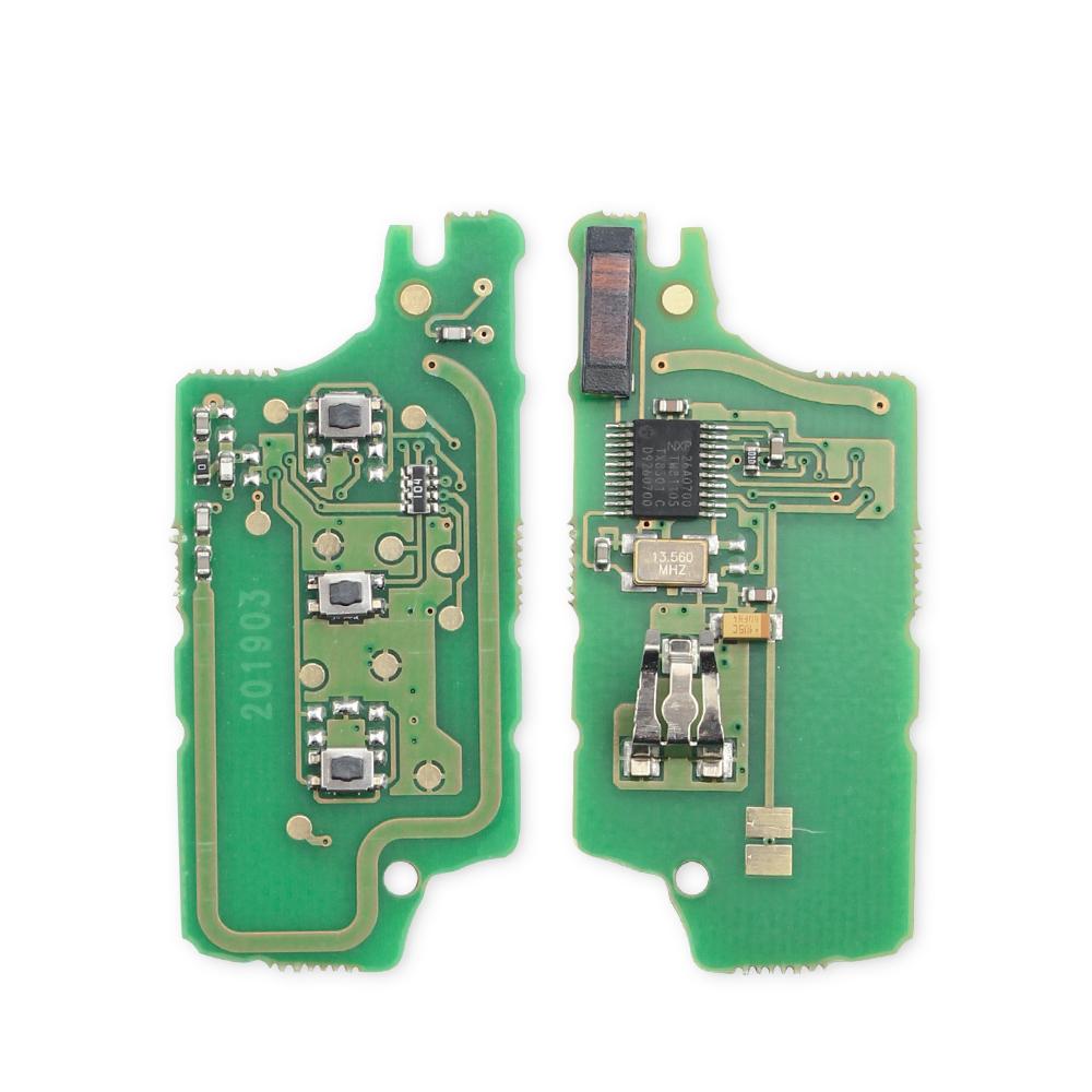 3-knapps fjärrnyckel CE0536 433MHz ID46 chip VA2 för Peugeot