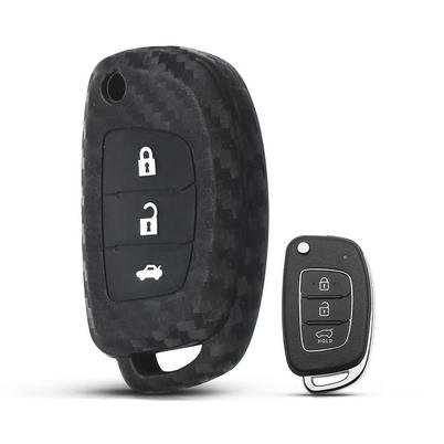 Silicone Carbon 3-knapps bilnyckelfodral till Hyundai