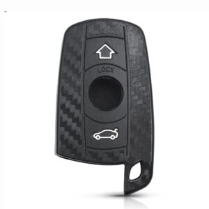 Carbon Fiber Silikon 3-knapps bilnyckelfodral för BMW