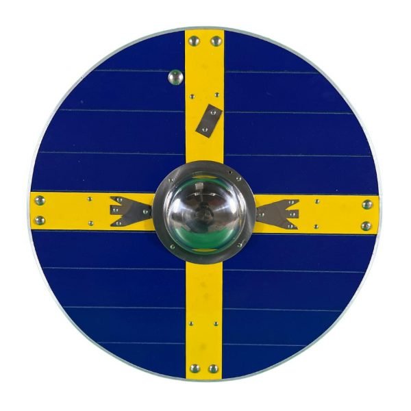 Trä Metall Handgjord Sverige Flagga Viking Shield SWE186