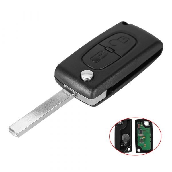 2-knapps fjärrnyckel CE0536 433MHz ID46 chip VA2 för Peugeot