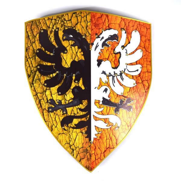 Trä albansk Battle Raven Curved Shield SWE172