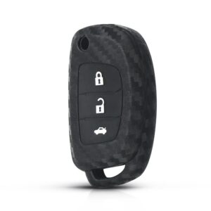 Silicone Carbon 3-knapps bilnyckelfodral till Hyundai