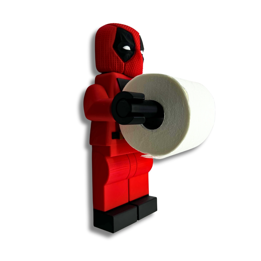 Toalettpappershållare DIY Deedpool Lego inspirerad 33cm