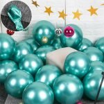 10x glansig pärla uppblåsbar krom ballonger metallgrön
