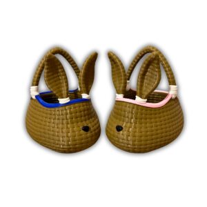 2x Påskfest kanin bunny öron korg