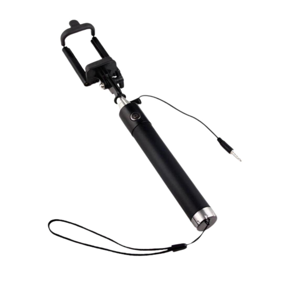 Plug and play vikbar selfiestick med fäste
