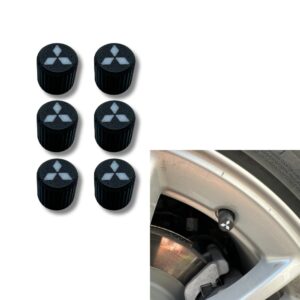 6x Bilhjul Däckventilkåpor Däckfälgstamskydd för Mitsubishi