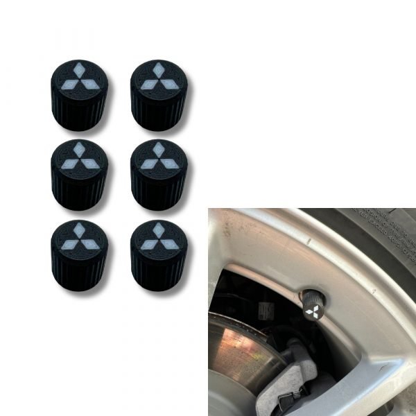 6x Bilhjul Däckventilkåpor Däckfälgstamskydd för Mitsubishi